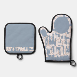 Blaugrau Ofenhandschuh & Topflappen-Set