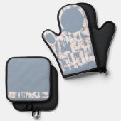 Blaugrau Ofenhandschuh & Topflappen-Set (Vorderseite/Rückseite)