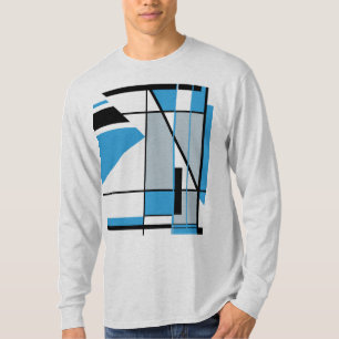 Blaugrau Schwarzes Mosaik Geometrisches Abstractes T-Shirt