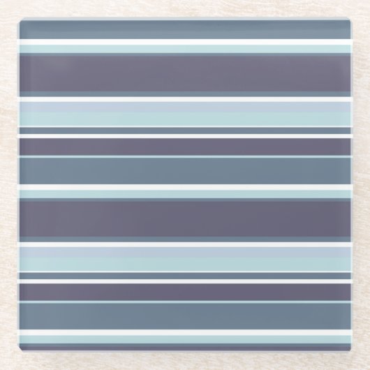 Blaugrau Streifen Glasuntersetzer (Vorderseite)