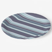 Blaugrau Streifen Pappteller (Schrägansicht)