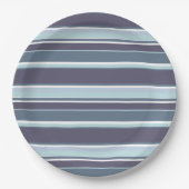 Blaugrau Streifen Pappteller (Vorderseite)