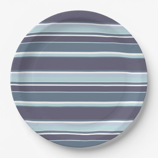 Blaugrau Streifen Pappteller (Vorderseite)