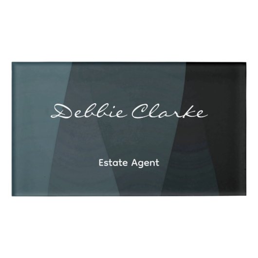 Blaugrau-Wellenmuster Namenschild (Vorderseite)