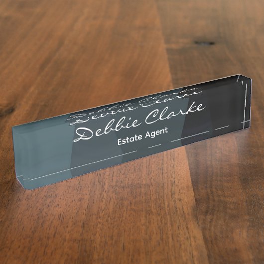 Blaugrau-Wellenmuster Namensplakette (Seite)