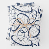 Blaugraue 3 Muster Geschenkpapier Set (Beispiel)