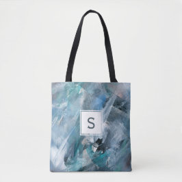 Blaugraue Abstrakte Moderne Kunst Tasche
