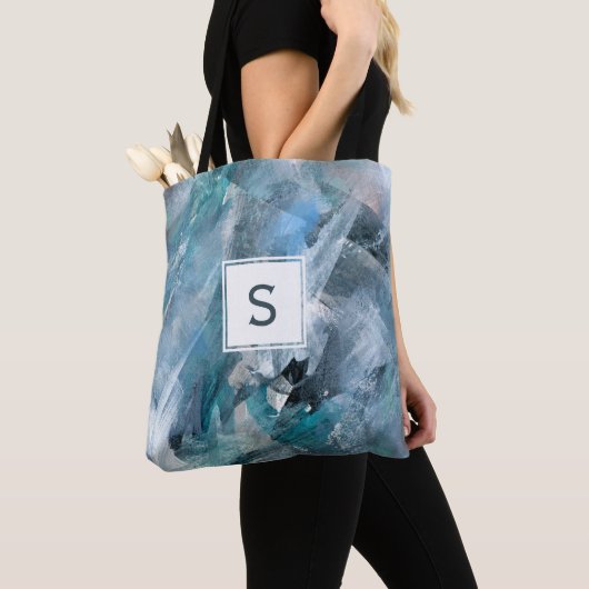 Blaugraue Abstrakte Moderne Kunst Tasche (Von Nahem)