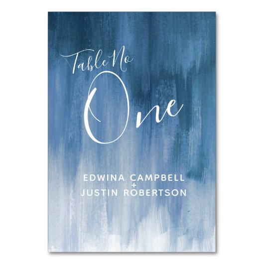 Blaugraue abstrakte moderne Tischnummer (Vorderseite)