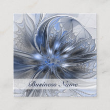 Blaugraue Aquarell-Abstrakte Blumen-Fraktal-Kunst