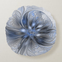 Blaugraue Aquarell-Abstrakte Blumen-Fraktal-Kunst