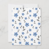Blaugraue Aquarellfarbe Fünf Petal-Blume Muster Einladung (Rückseite)
