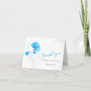 Blaugraue Aquarellswirl Hochzeit danke