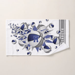 Blaugraue Basketball-Stars mit Monogramm Handtuch