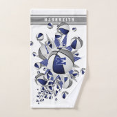 Blaugraue Basketball-Stars mit Monogramm Handtuch (Handtuch)