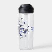 Blaugraue Basketball-Stars mit Monogramm Trinkflasche (Rückseite)
