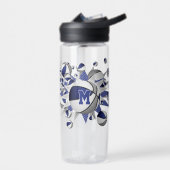 Blaugraue Basketball-Stars mit Monogramm Trinkflasche (Links)