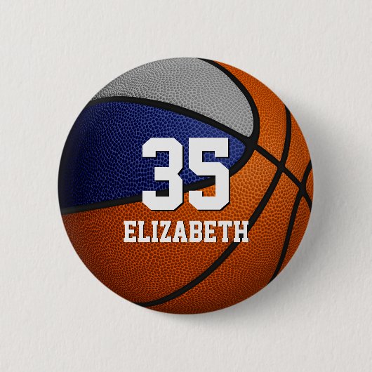 Blaugraue Basketballfarben Button (Vorderseite)