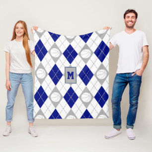 Blaugraue Basketballmannschaft - Raute Fleecedecke