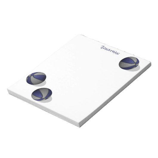 Blaugraue Basketballmannschaftsfarben individuelle Notizblock (Rotiert)