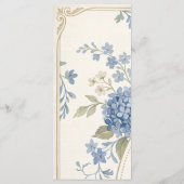Blaugraue botanische Empfangsfeier Menükarte (Rückseite)