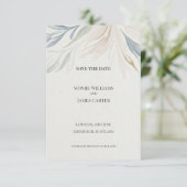 Blaugraue botanische Save-the-Date-Karte Save The Date (Stehend Vorderseite)
