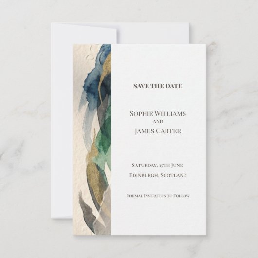 Blaugraue botanische Save-the-Date-Karte Save The Date (Vorderseite)