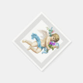Blaugraue Cherub Engel Papier Serviette (Ecke)