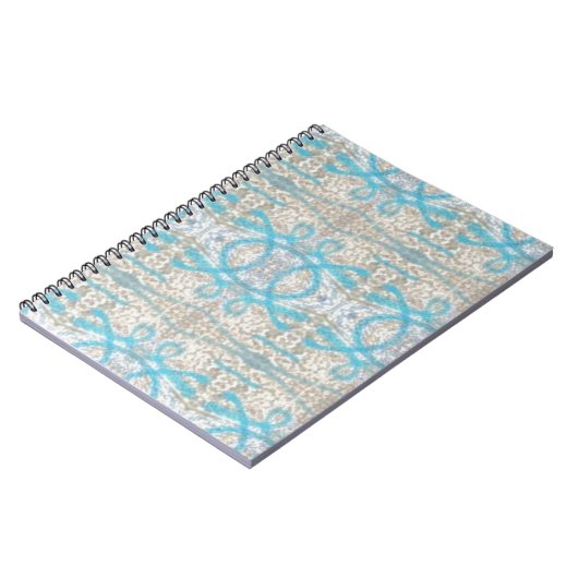 Blaugraue, Curly Decorative Graffiti Wall Pattern Notizblock (Linke Seite)