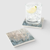 Blaugraue dekorative Abstrakte Kunstwerke Steinuntersetzer (Seitenansicht)