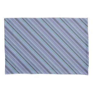 Blaugraue diagonale Streifen Kissenbezug