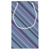 Blaugraue diagonale Streifen Kleine Geschenktüte (Rückseite)