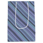 Blaugraue diagonale Streifen Mittlere Geschenktüte (Rückseite)