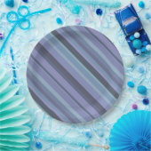 Blaugraue diagonale Streifen Pappteller (Party)