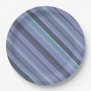 Blaugraue diagonale Streifen Pappteller