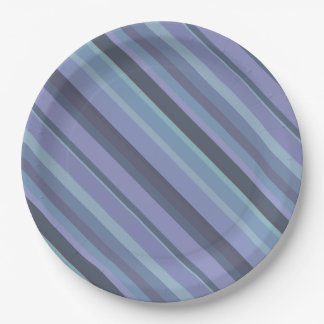 Blaugraue diagonale Streifen Pappteller