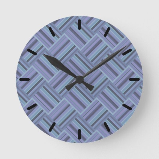 Blaugraue diagonale Streifen Runde Wanduhr (Vorderseite)