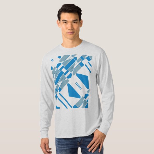 Blaugraue Diagonalformen MCM Südwestlich inspirier T-Shirt (Vorne ganz)