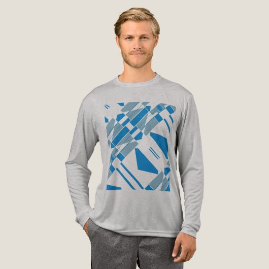 Blaugraue Diagonalformen MCM Südwestlich inspirier Tri-Blend Shirt (Volle Vorderseite)