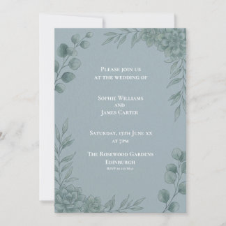 Blaugraue Eukalyptus-Hochzeitseinladung Einladung