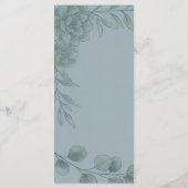 Blaugraue Eukalyptus-Hochzeitsmenü Menükarte (Rückseite)