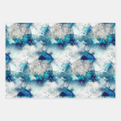 Blaugraue festliche Textur Geschenkpapier Set (Vorderseite)