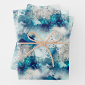 Blaugraue festliche Textur Geschenkpapier Set (Beispiel)