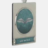 Blaugraue Flügel Banner-Ornament Silber (Rechts)