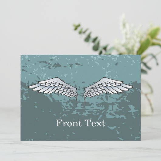 Blaugraue Flügel Einladung (Stehend Vorderseite)