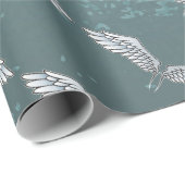 Blaugraue Flügel Geschenkpapier (Rolleneckpunkt)