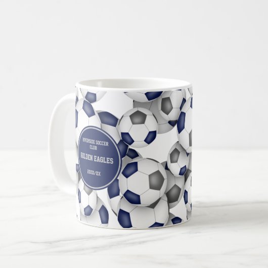 Blaugraue Fußball-Mannschaftsfarben Coach Name Kaf Kaffeetasse (Vorderseite Links)