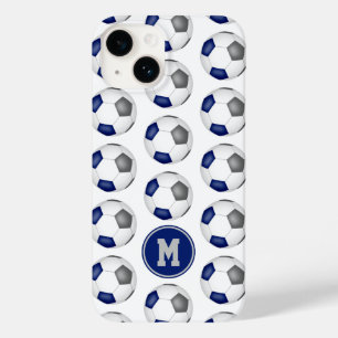 Blaugraue Fußballbälle mit Monogramm Case-Mate iPhone 14 Hülle