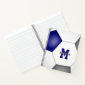 Blaugraue Fußballmannschaftsfarben mit Monogramm Notizblock (Innenseite)