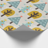 Blaugraue gelbe Weihnachtsbaummuster Geschenkpapier (Ecke)